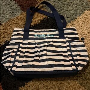 Thirty-One Navy and White Striped Tote